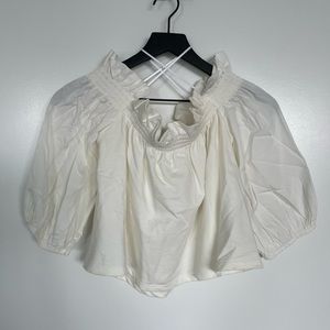 Zara Women Basic Collection flowy/dressy off-white top | size S